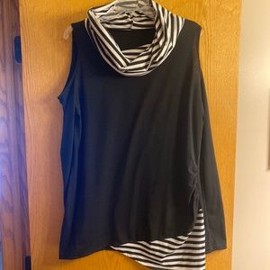Cowl Neck Cold Shoulder Long Sleeve Top